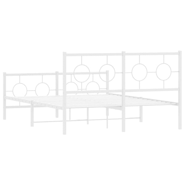 vidaXL sengeramme med sengegavl og fodgærde 140x200 cm metal hvid