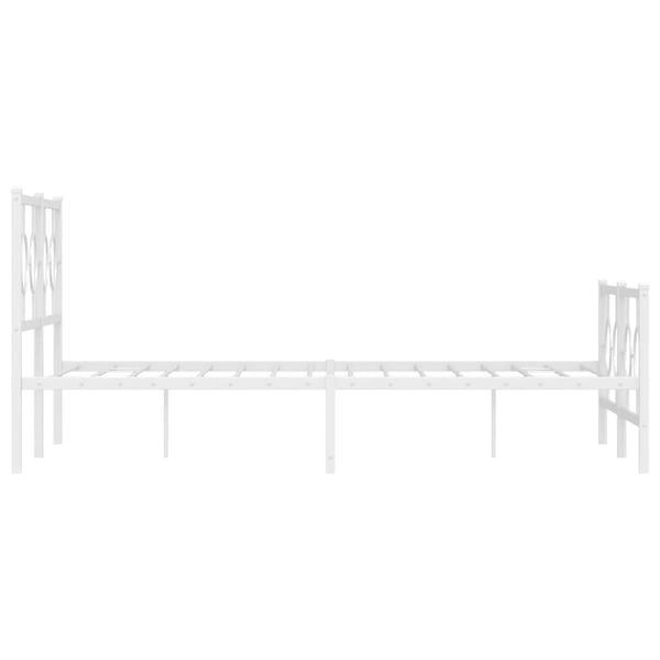 vidaXL sengeramme med sengegavl og fodgærde 140x200 cm metal hvid