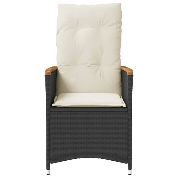 vidaXL havestole med hynder 2 stk. justerbart ryglæn polyrattan sort