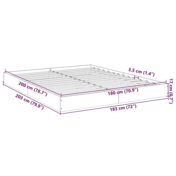 vidaXL Sengeramme betonggrå 180x200 cm konstruert tre