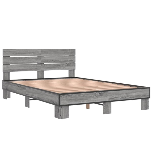 vidaXL Sengeramme grå sonoma 140x200 cm konstruert tre og metall