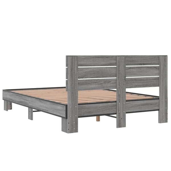 vidaXL Sengeramme grå sonoma 140x200 cm konstruert tre og metall
