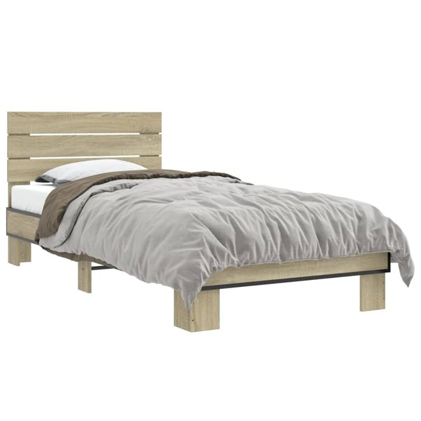 vidaXL Sengeramme sonoma eik 90x200 cm konstruert tre og metall