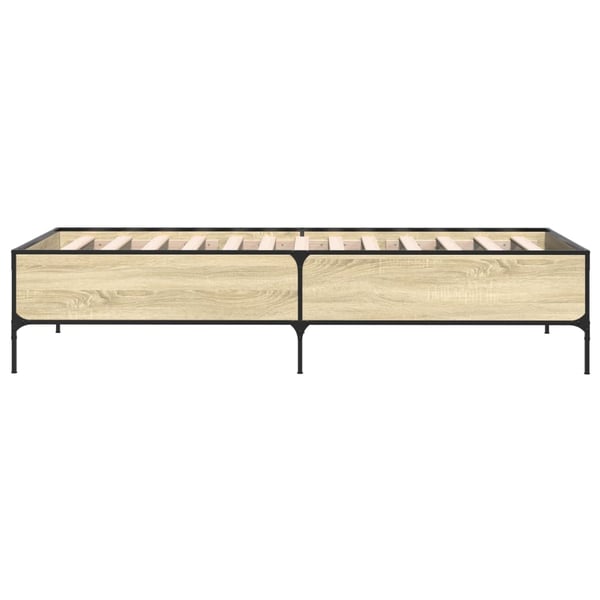 vidaXL Sengeramme sonoma eik 100x200 cm konstruert tre og metall