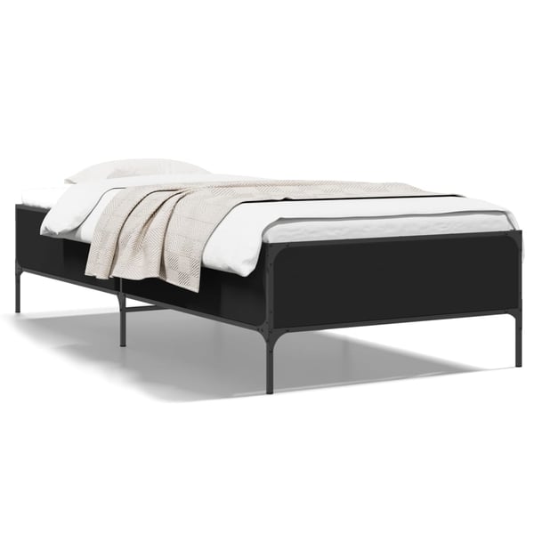 vidaXL sengeramme 90x200 cm konstrueret træ og metal sort