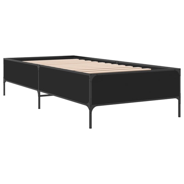 vidaXL sengeramme 90x200 cm konstrueret træ og metal sort
