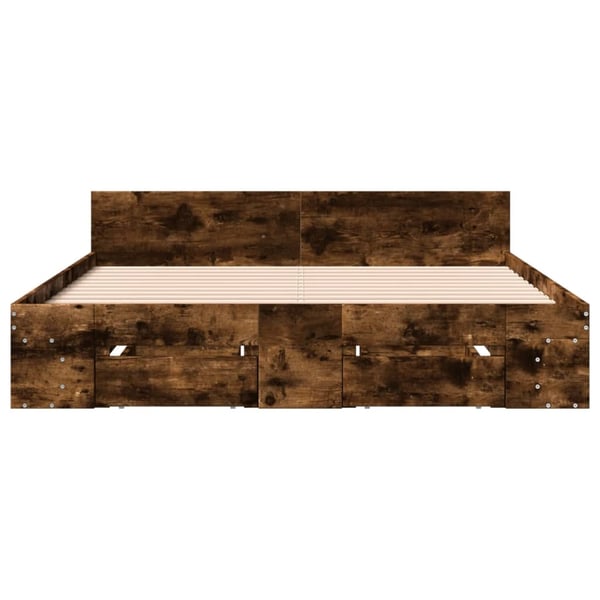 vidaXL Sengeramme med skuffer røkt eik 150x200 cm konstruert tre
