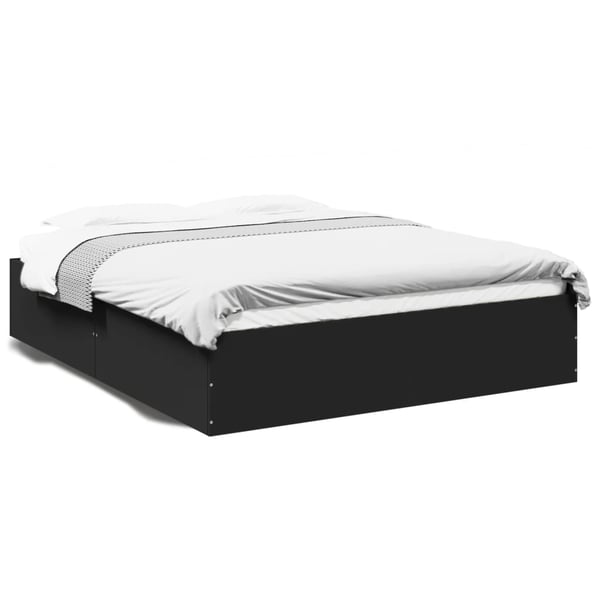 vidaXL sengestel 150x200 cm konstrueret træ sort