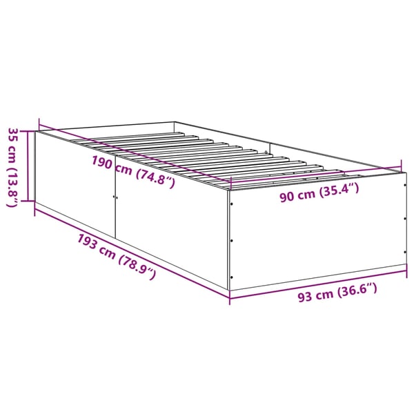vidaXL Sengeramme svart 90x190 cm konstruert tre