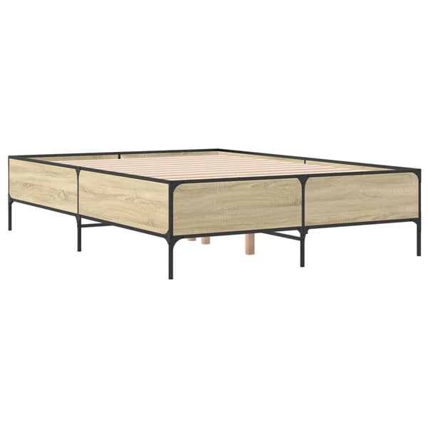 vidaXL Sengeramme sonoma eik 120x190 cm konstruert tre og metall