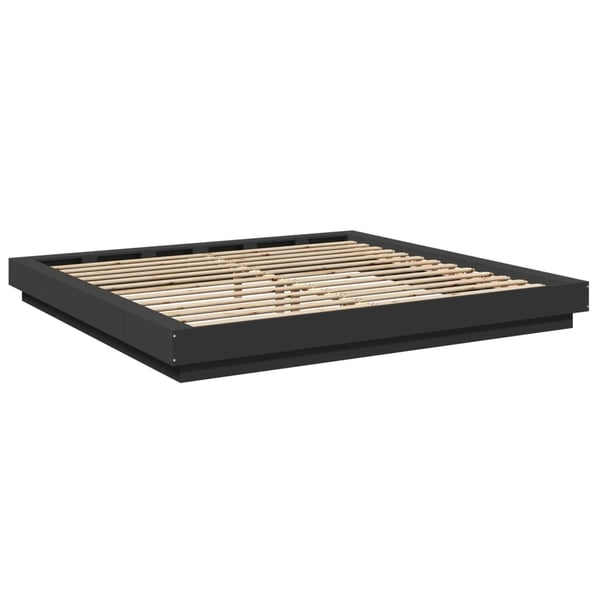 vidaXL Sengeramme med LED-lys svart 200x200 cm konstruert tre