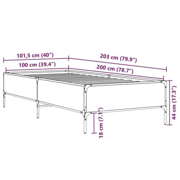 vidaXL Sengeramme svart 100x200 cm konstruert tre og metall