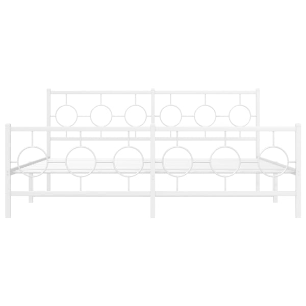 vidaXL Metallinen sängynrunko päädyillä valkoinen 180x200 cm