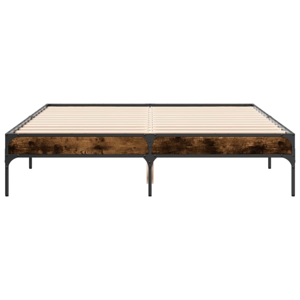 vidaXL Sengeramme røkt eik 120x200 cm konstruert tre og metall