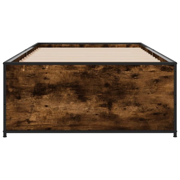 vidaXL Sengeramme røkt eik 90x200 cm konstruert tre og metall