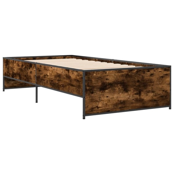 vidaXL Sengeramme røkt eik 90x200 cm konstruert tre og metall