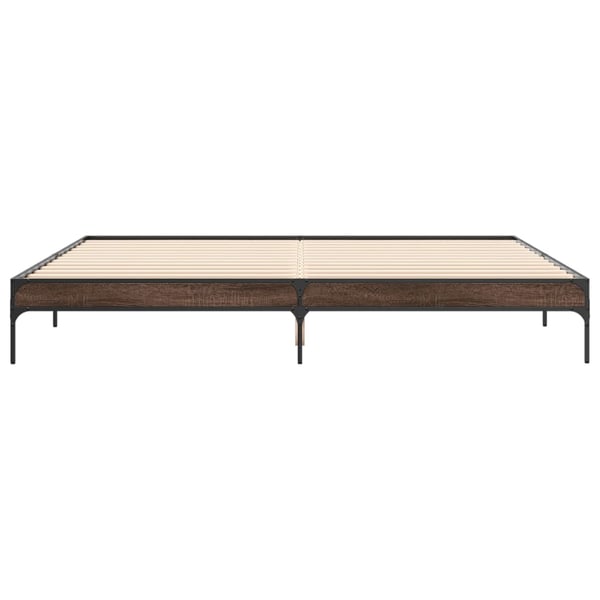 vidaXL Sengeramme brun eik 200x200 cm konstruert tre og metall