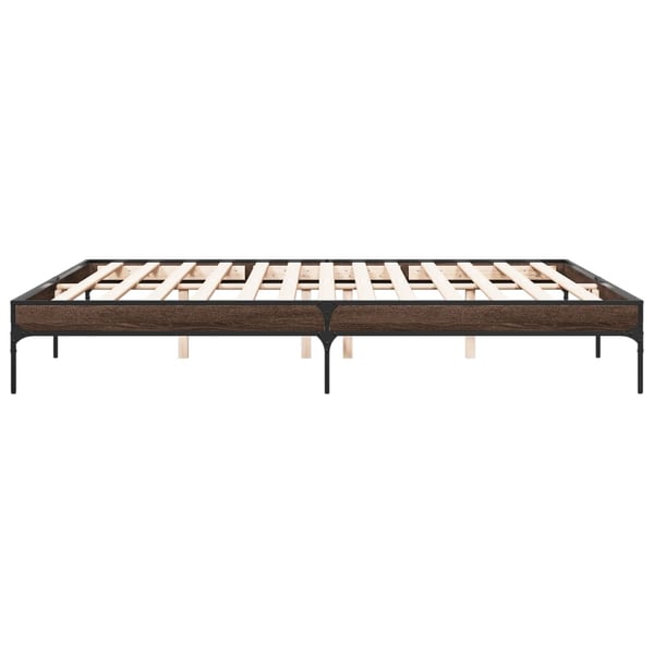 vidaXL Sengeramme brun eik 200x200 cm konstruert tre og metall