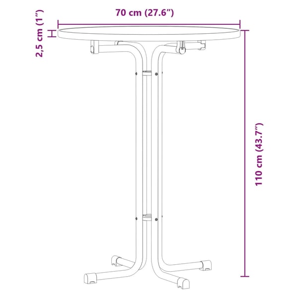 vidaXL Barbord hvit Ø70x110 cm konstruert tre og stål