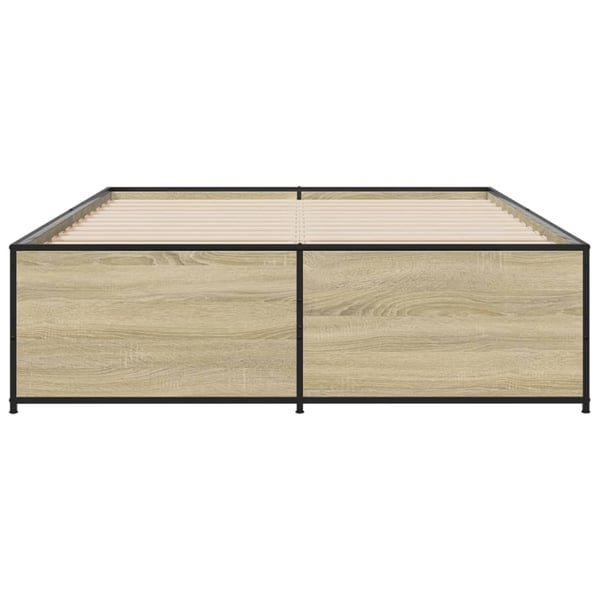 vidaXL Sengeramme sonoma eik 120x190 cm konstruert tre og metall
