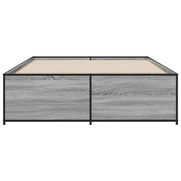 vidaXL Sengeramme grå sonoma 120x190 cm konstruert tre og metall
