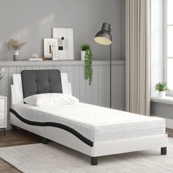 vidaXL sengeramme uden madras Zadar 80x200 cm kunstlæder sort og hvid