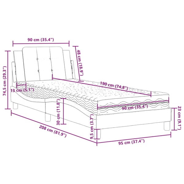 vidaXL sengeramme uden madras Zadar 90x190 cm kunstlæder hvid