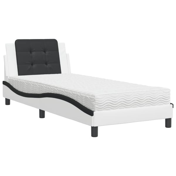 vidaXL sengeramme uden madras Zadar 90x190 cm kunstlæder hvid og sort