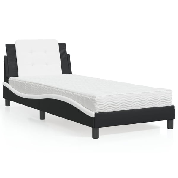 vidaXL sengeramme uden madras Zadar 90x200 cm kunstlæder sort og hvid