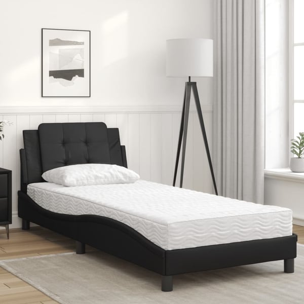 vidaXL sengeramme uden madras Zadar 90x200 cm kunstlæder sort