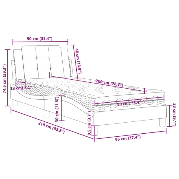 vidaXL sengeramme uden madras Zadar 90x200 cm kunstlæder sort