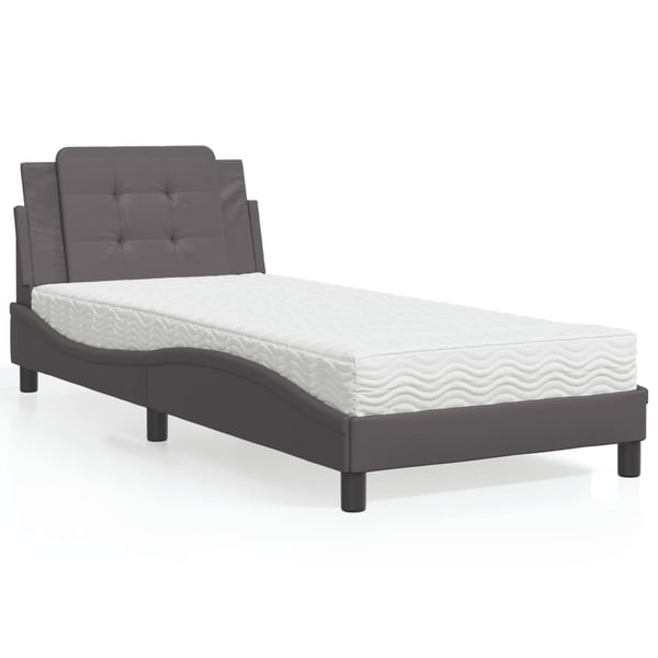 vidaXL sengeramme uden madras Zadar 90x200 cm kunstlæder grå