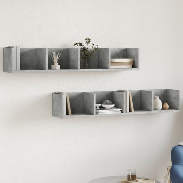 vidaXL Seinäkaapit 2 kpl betoninharmaa 99x18x16,5 cm tekninen puu