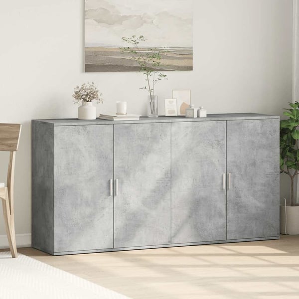 vidaXL Skjenker 2 stk betonggrå 79x38x80 cm konstruert tre