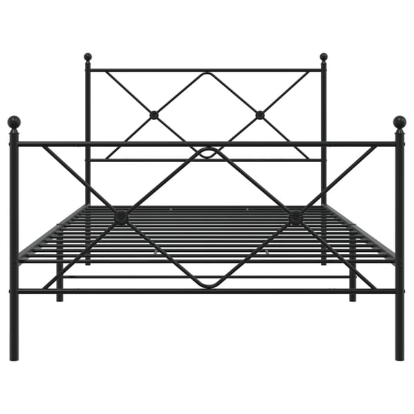 vidaXL Metallinen sängynrunko päädyillä musta 100x190 cm