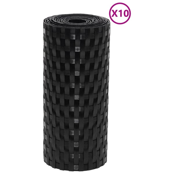 vidaXL Balkongskjermer 10 stk svart 255x19 cm polyrotting