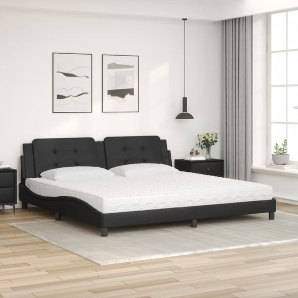 vidaXL seng med madras Zadar 200x200 cm kunstlæder sort