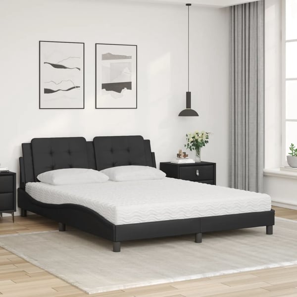 vidaXL seng med madras Zadar 160x200 cm kunstlæder sort