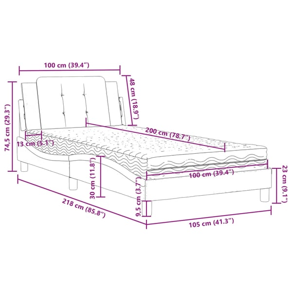 vidaXL sengeramme uden madras Zadar 100x200 cm kunstlæder cappuccinofarvet
