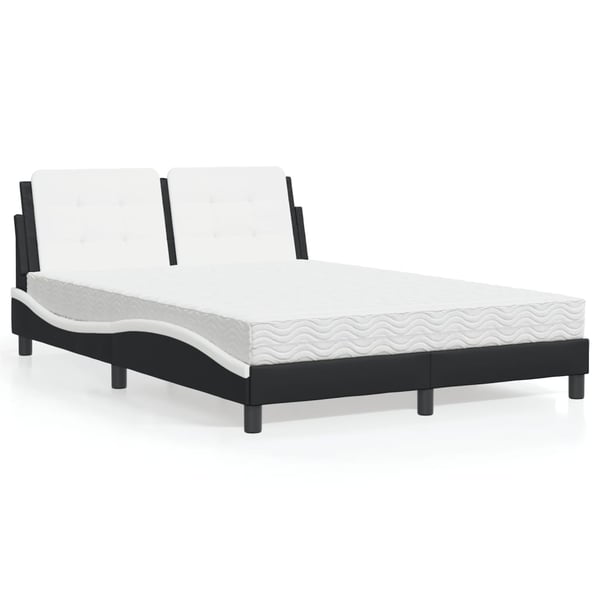 vidaXL sengeramme uden madras Zadar 140x190 cm kunstlæder sort og hvid
