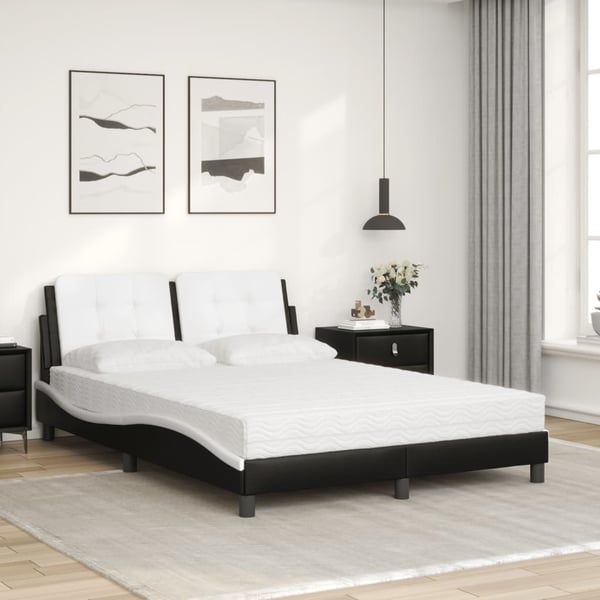 vidaXL sengeramme uden madras Zadar 120x200 cm kunstlæder sort og hvid