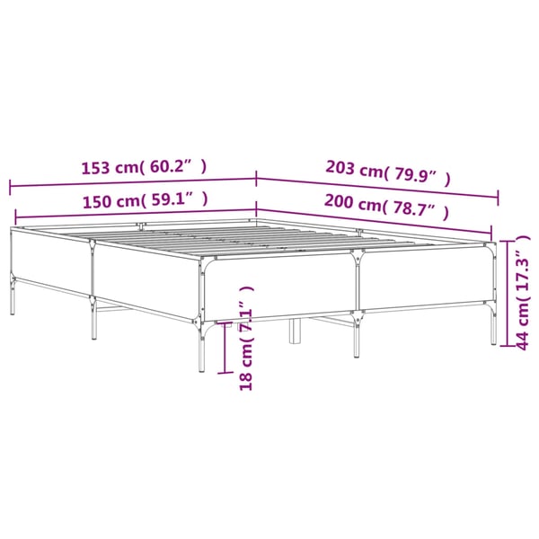 vidaXL Sengeramme sonoma eik 150x200 cm konstruert tre og metall
