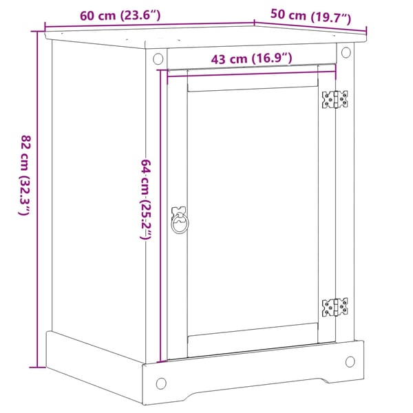 vidaXL HiFi-kaappi Corona 60x50x82 cm täysi mänty