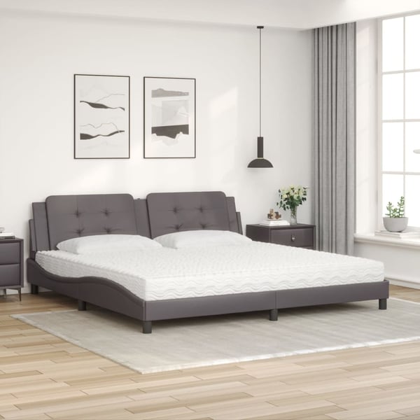 vidaXL seng med madras Zadar 200x200 cm kunstlæder grå
