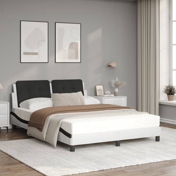 vidaXL sengeramme uden madras Zadar 140x190 cm kunstlæder hvid og sort