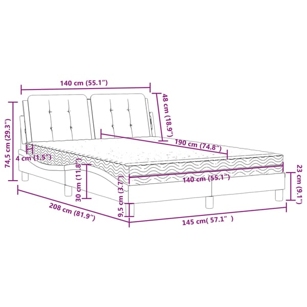 vidaXL sengeramme uden madras Zadar 140x190 cm kunstlæder sort