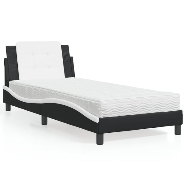 vidaXL sengeramme uden madras Zadar 100x200 cm kunstlæder sort og hvid
