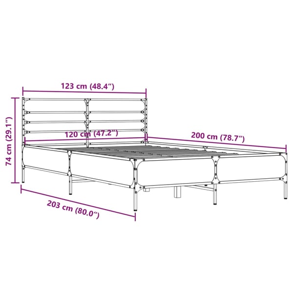 vidaXL sengestel 120x200 cm konstrueret træ og metal brun egetræ