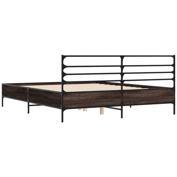 vidaXL sengestel 120x200 cm konstrueret træ og metal brun egetræ