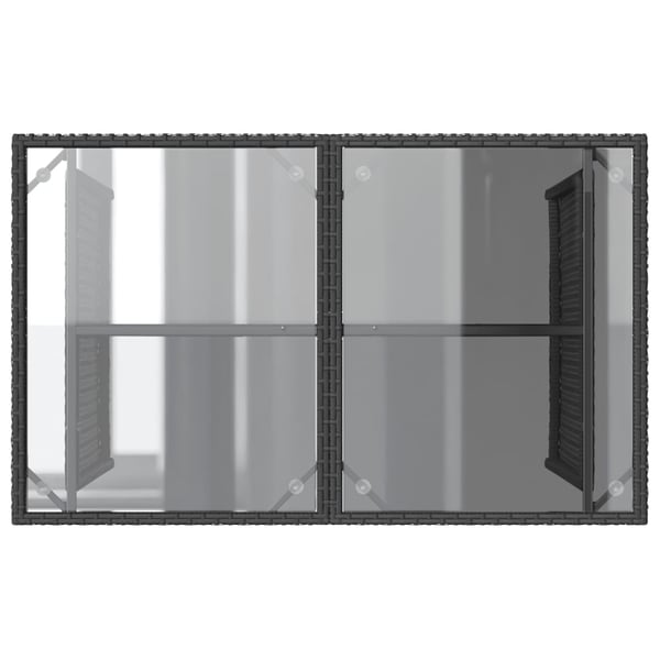 vidaXL Puutarhapöytä lasipöytälevy musta 110x68x70 cm polyrottinki